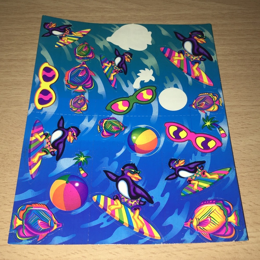 Penguins Surfing S163 Vintage Lisa Frank Stickers